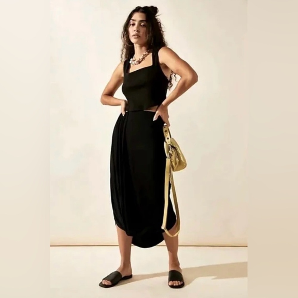 Free People Elegant Black Midi Skirt